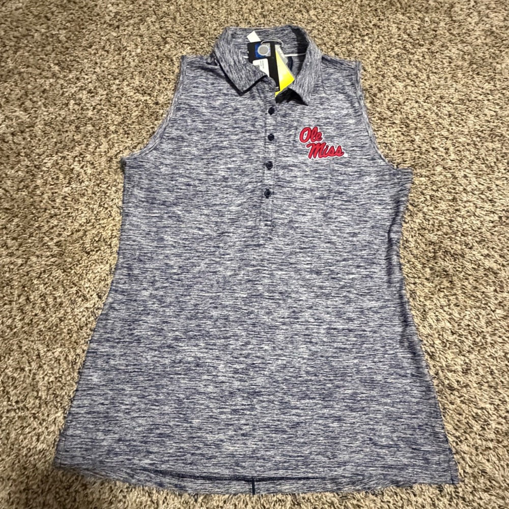 Under Armour Ole Miss Rebels Sleeveless Polo Shirt Navy Space Dye HeatGear M